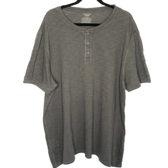 Vince Gray Henley Tshirt Button Short Sleeve - Picture 2 of 6